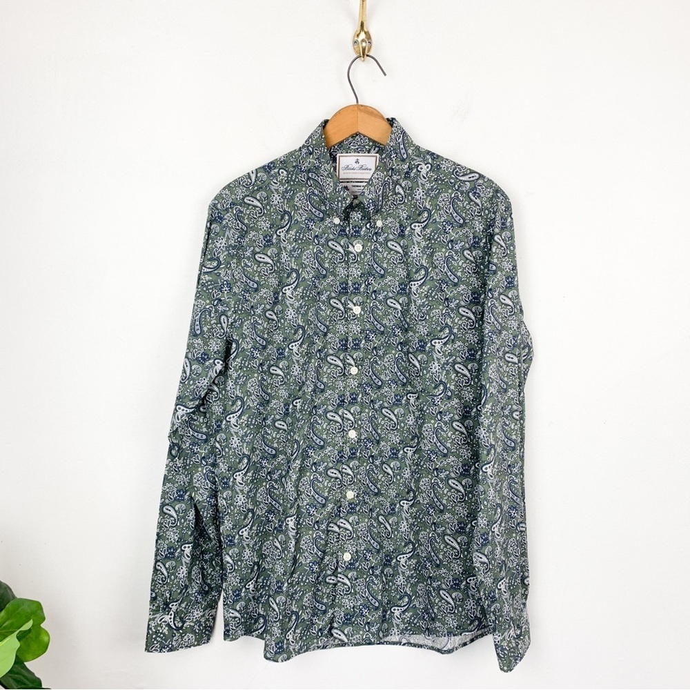 Brooks Brothers Green Paisley Dress Shirt